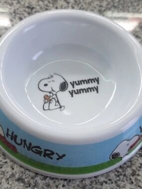 NWOT Peanuts Snoopy Melamine Small Round Pet Dog Food Bowl Dish Hungry Yummy